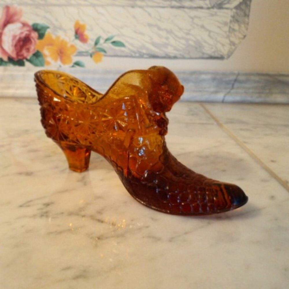 vintage glass shoe